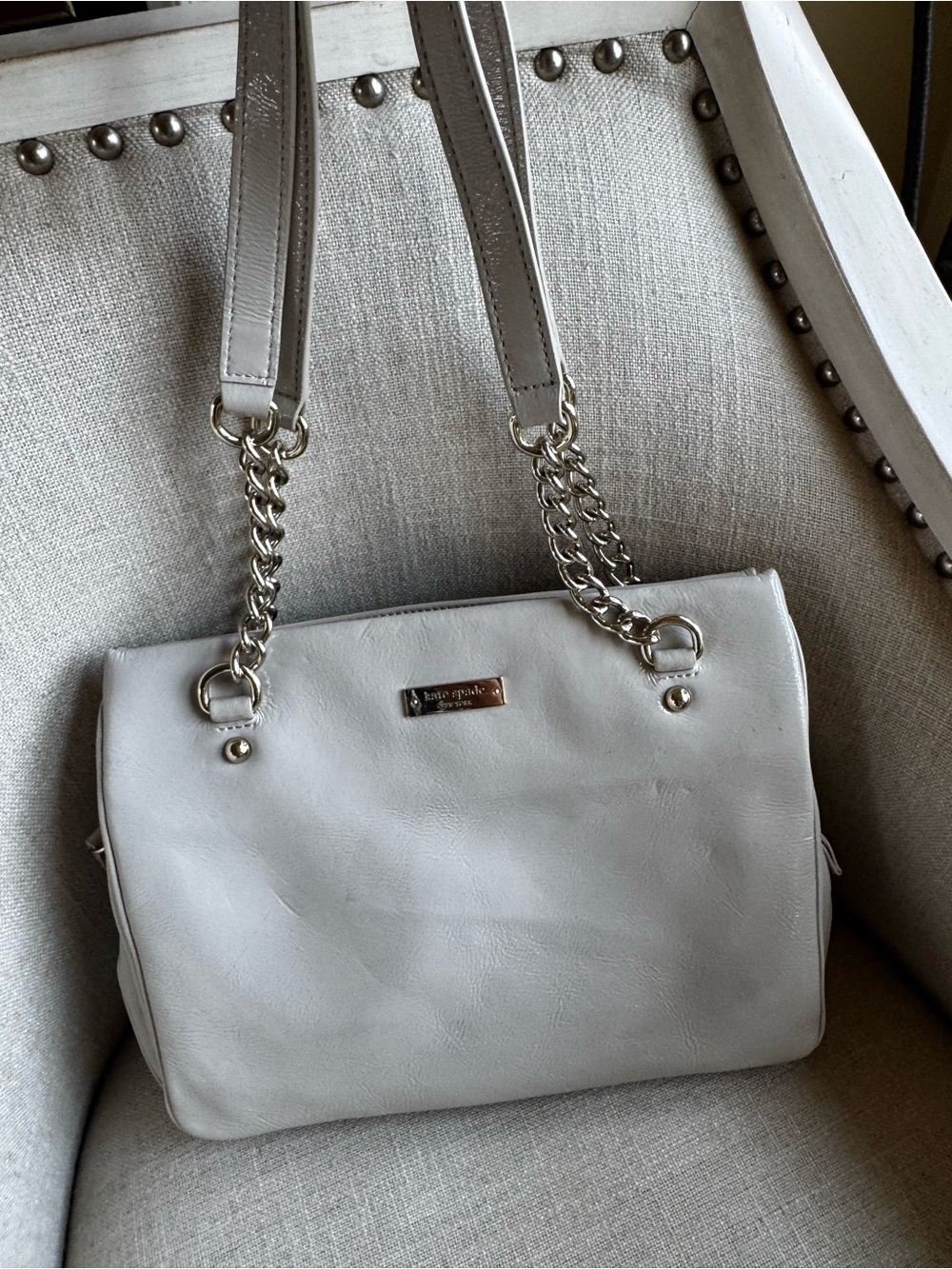 Kate Spade grey Leather Chain-Handle Shoulder Bag